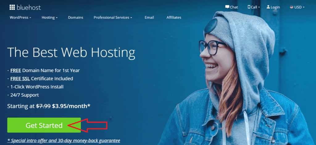 bluehost hosting step 1