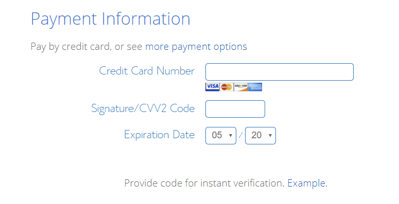 bluehost Payment information