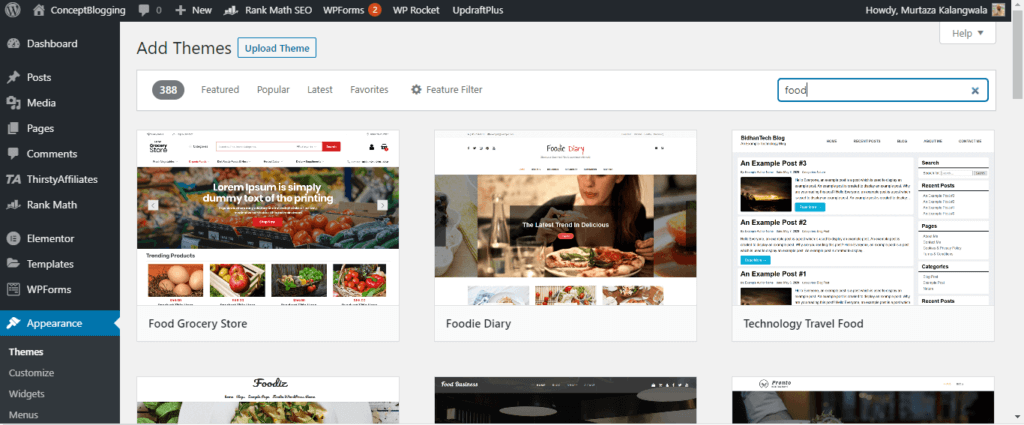 food blog theme